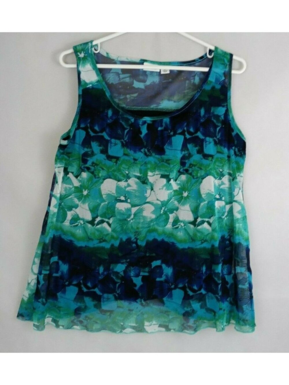 Cato Woman's Sleeveless Sheer Floral Lined Blouse Size Medium
